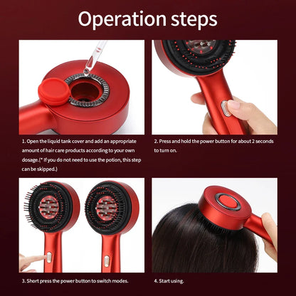 Electric Vibration Massage Comb Red Light Therapy Vibration Head Massager Comb Hair Growth Oil Nano Sprayer Nourish Scalp Brush